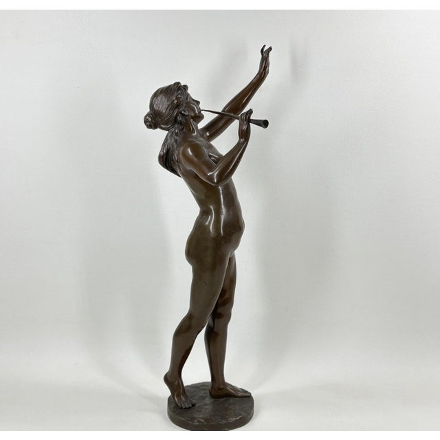 Early 20th Century Antique French Art Nouveau Bronze Sculpture Musique by Marcel Debut For Sale - Image 5 of 14