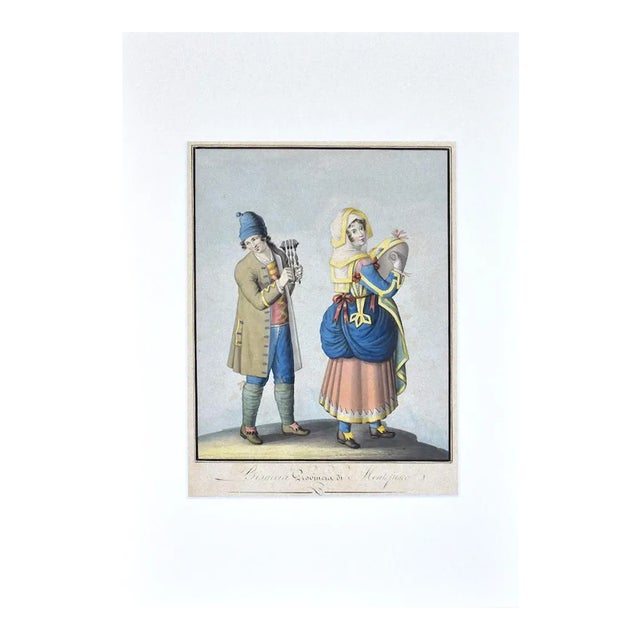 Unknown - Costume of Bisaccia - Original Ink and Watercolor on Paper - 1830 Ca. For Sale
