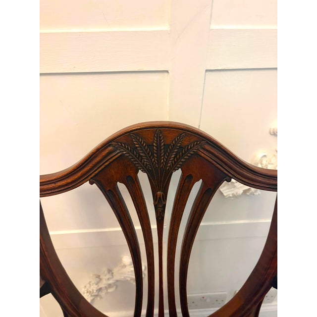 Antique Mahogany Shield Back Dining Chairs and Carvers, 1920, Set of 12 For Sale - Image 10 of 18