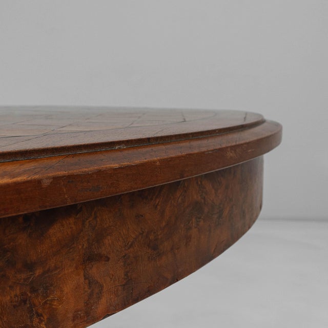 1920s French Oval Art Deco Dining Table With Inlaid Top and Brass Base For Sale - Image 11 of 18