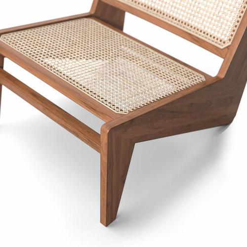 Wood and Woven Viennese Cane Kangaroo Low Armchair by Pierre Jeanneret for Cassina For Sale - Image 6 of 8