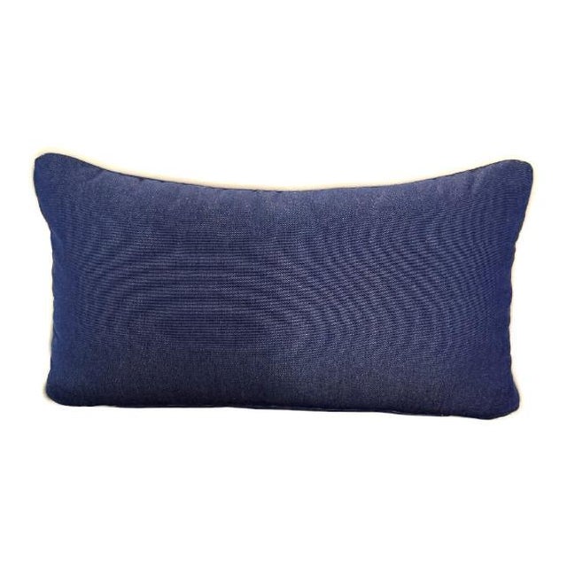 Single White and Navy Lumbar Pillow For Sale - Image 4 of 6