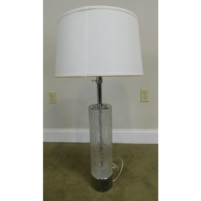Mid-Century Modern Chrome & Patterned Glass Column Lamps - 1970's - a Pair For Sale - Image 4 of 12