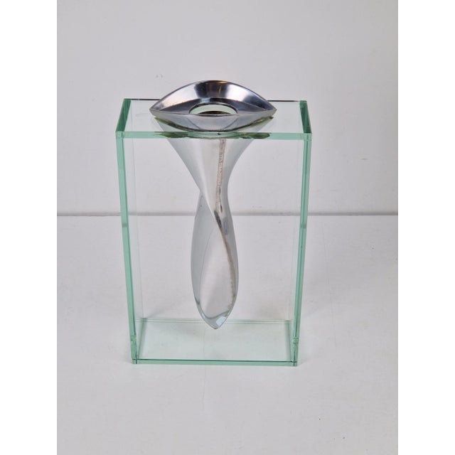 Art Vase in Aluminum and Glass attributed to Lisa Mori, Italy, 1980s, Set of 4 For Sale - Image 18 of 18
