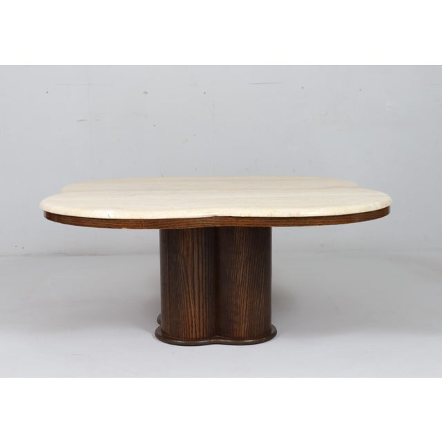 Italian Coffee Table with Cloverleaf-Shaped Travertine Top, 1970s For Sale - Image 14 of 18