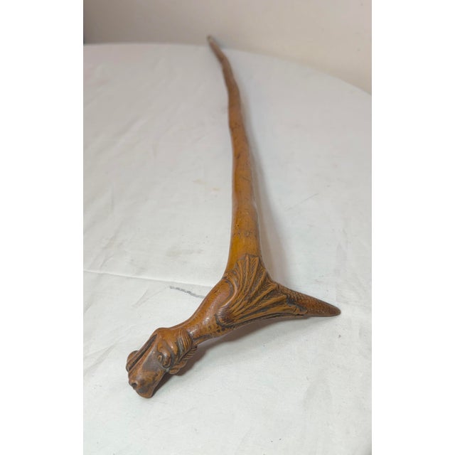 Antique 19th Century Hand Carved Folk Art Dragon Walking Stick Cane Sculpture For Sale - Image 15 of 16