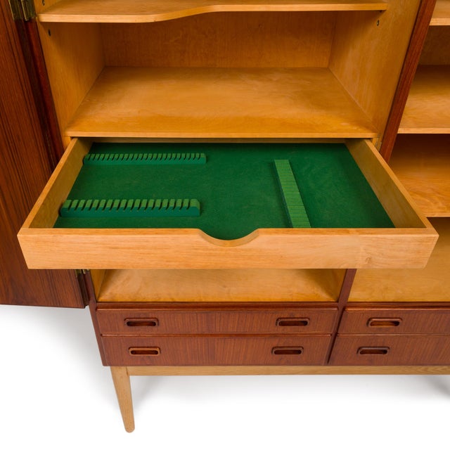 Linen Vintage Danish Mid-Century Hutch/Wardrobe in Teak For Sale - Image 8 of 10