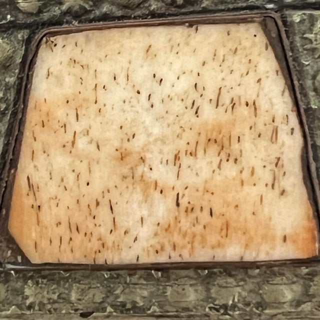 1950s Geometric Mosaic Trinket Box in Brass With Camel Bone Inlay Handcrafted in Morocco For Sale - Image 12 of 12