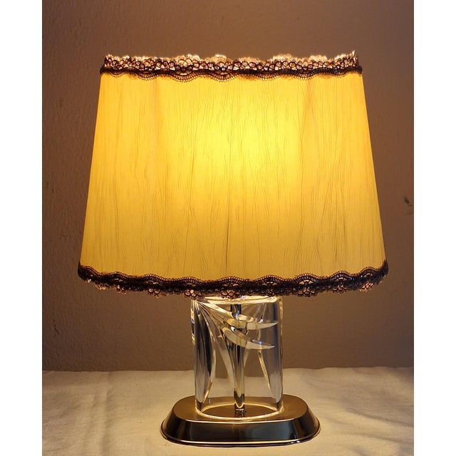 Vintage Nachtmann Table Lamp with Cut Crystal Glass Base in a Brass Mount and Fabric Shade, 1980s For Sale - Image 10 of 10