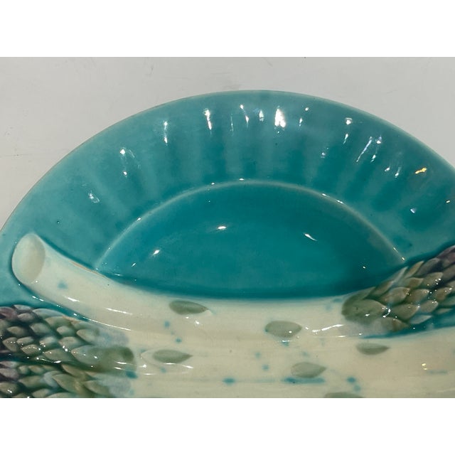 French French Majolica Asparagus Plate by Luneville , c.1890 For Sale - Image 3 of 11