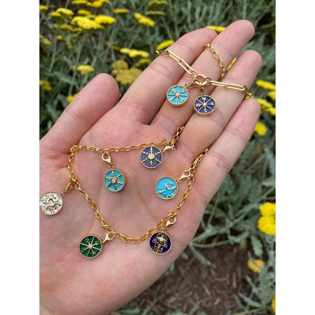 Green Diamond Tree of Life Nature Floral Flower Green Malachite Medallion Charm 18k For Sale - Image 8 of 10