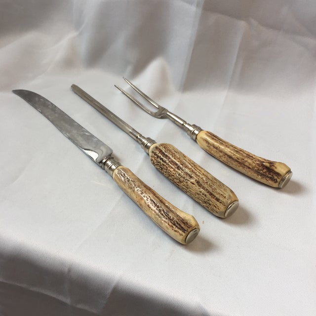 Vintage Englishtown Antler Handle Carving Set 3 Pieces Chairish