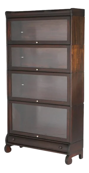 Antique Lundstrom Arts & Crafts Mahogany Four-Stack Barrister Bookcase Circa 1910