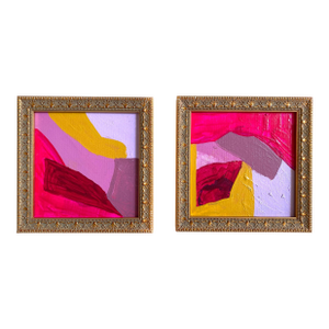 "Berry and Ochre" Pair of Framed Mini Paintings by Jessalin Beutler