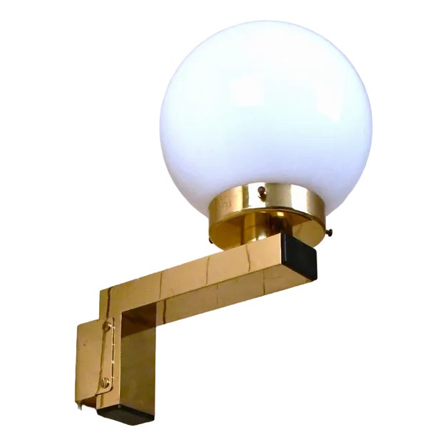 Swedish Model V397 Sconces in Brass and Opaque Glass by Hans-Agne Jakobsson for Hans-Agne Jakobsson AB, 1970s, Set of 2 For Sale