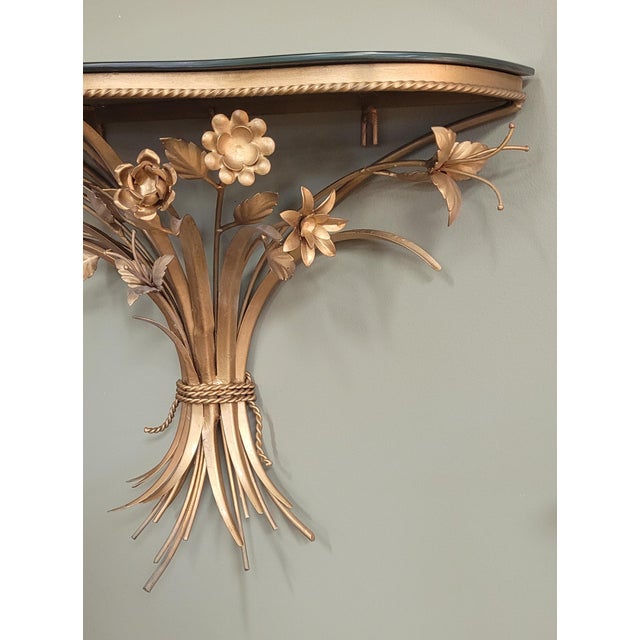 1950s Fine 1950s Gilt Metal Shel With Elgomise Mirror Top For Sale - Image 5 of 10
