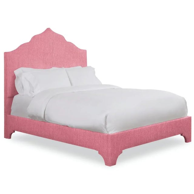 Modern Clementine Queen Headboard, Rose Linen For Sale - Image 3 of 5