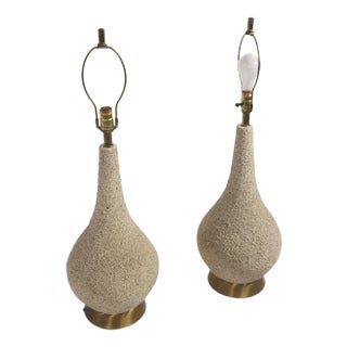 Pr. Mid Century Textured Surface Table Lamps For Sale