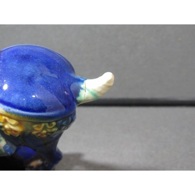 Ceramic Vintage Blue Chinese Tang Dynasty Style Sancai Glaze War Horse Marked (H1) For Sale - Image 7 of 8