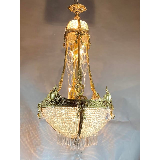 1860s French Empire Gold Bronze Crystal Chandelier For Sale - Image 10 of 18