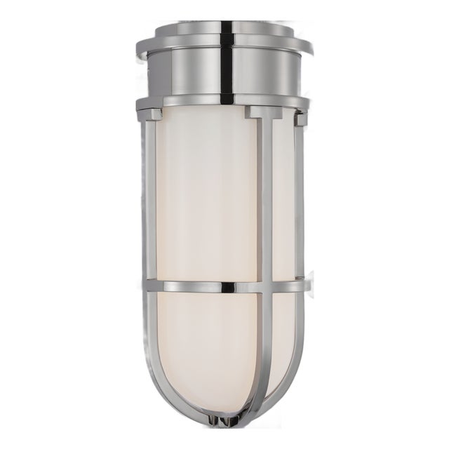 Chapman & Myers for Visual Comfort Signature Gracie Tall Bracketed Sconce in Polished Nickel with White Glass For Sale