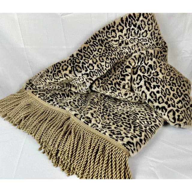 Custom Faux Snow Leopard Throw With Bullion Fringe Chairish