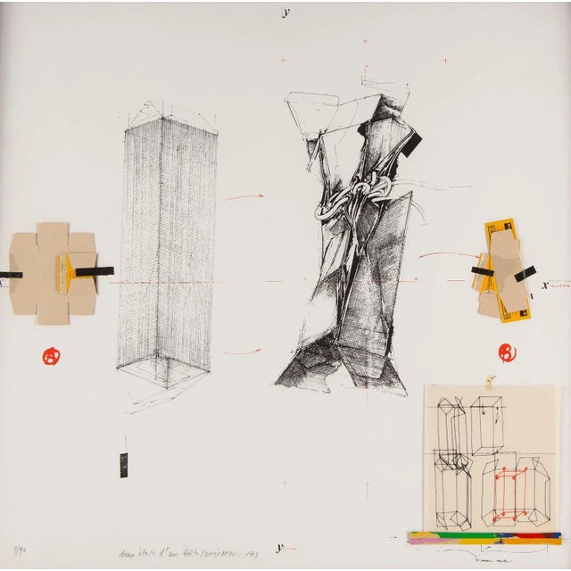 Modern 1990s Abstract Figurative Lithograph Numbered 9/90 by Vladimir Velickovic, Framed For Sale - Image 3 of 5