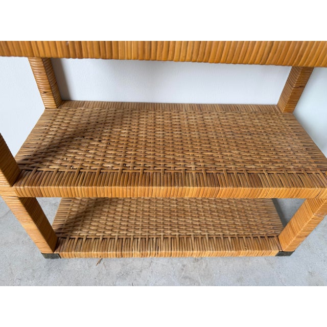 Vintage Coastal Bielecky Brothers-Style Wrapped Rattan Six-Tier Etagere For Sale - Image 13 of 13
