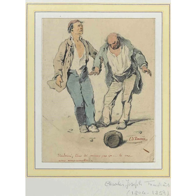 Travelers is an Original ink, pencil and watercolor realized by Charles Joseph Traviès (1804-1859). The little artwork...