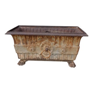 Vintage French Cast Iron Planter Box For Sale