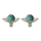 Image of Addison Weeks Gibson Knob, Pewter & Amazonite - a Pair For Sale