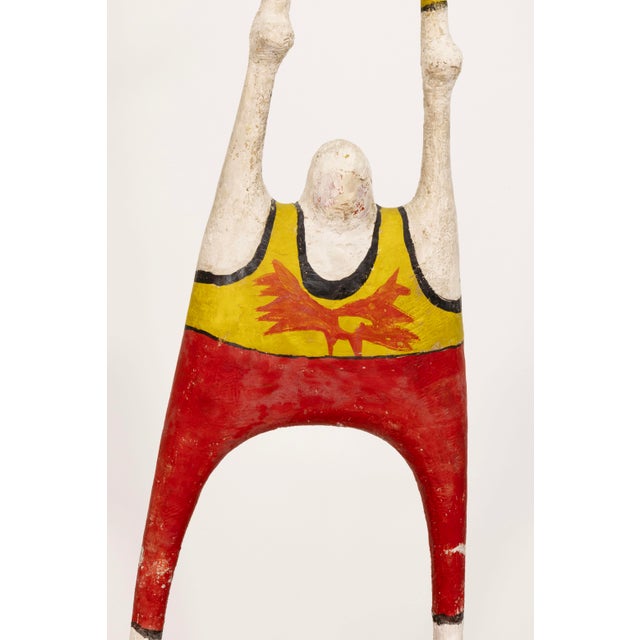Folk Art Vintage Mexican Folk Art - Lucha Libre Wrestlers Sculpture Hand-Painted Plaster For Sale - Image 3 of 8