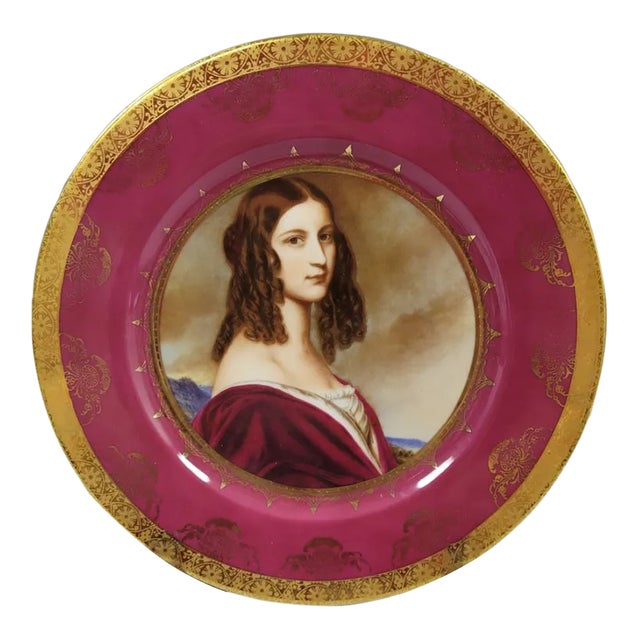 Jwk Bavaria Western Germany Portrait Plate With Gold Gilt For Sale