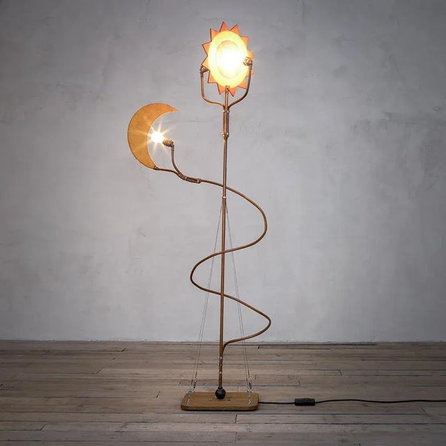 Floor Lamp Sun and Moon attributed to Toni Cordero, 1980s, in Good conditions. Designed 1980 to 1989 This piece is...