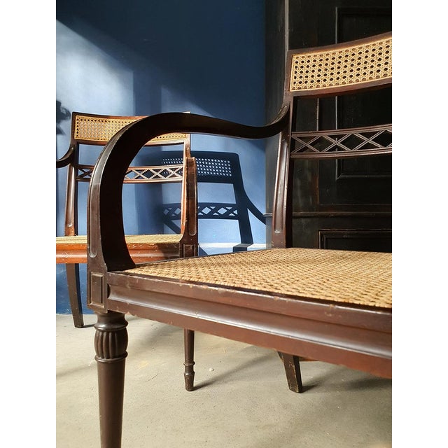 Hollywood Regency Regency Mahogany and Cane Armchairs, England, 19th Century, Set of 2 For Sale - Image 3 of 10
