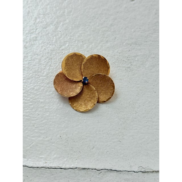 Gold Vintage Mid Century Carl Art 10k Gold Dogwood Blossom Seed Pearl Brooch Pin For Sale - Image 8 of 12