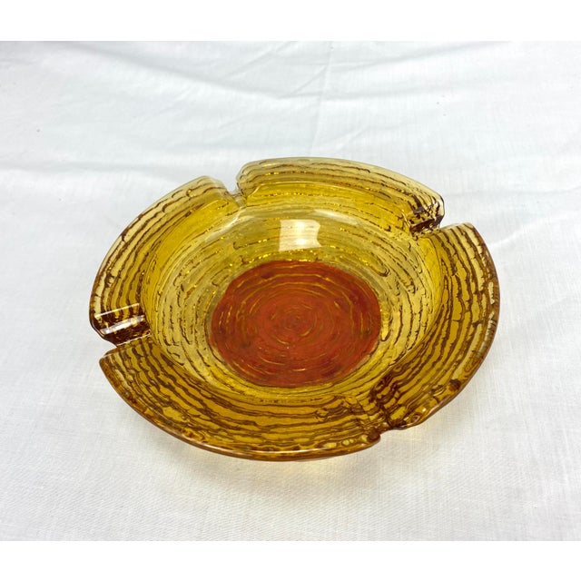 1960s Vintage Blenko Amber Glass Ashtray Chairish