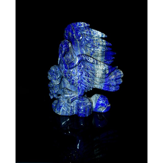 Gemstone Lapis Lazuli Eagle Sculpture Large Natural Gemstone Statue For Sale - Image 7 of 11