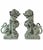 Pair of Vintage Asian Foo Dog Guardian Lion Stone Temple Statues – Weathered Green Finish For Sale - Image 4 of 4