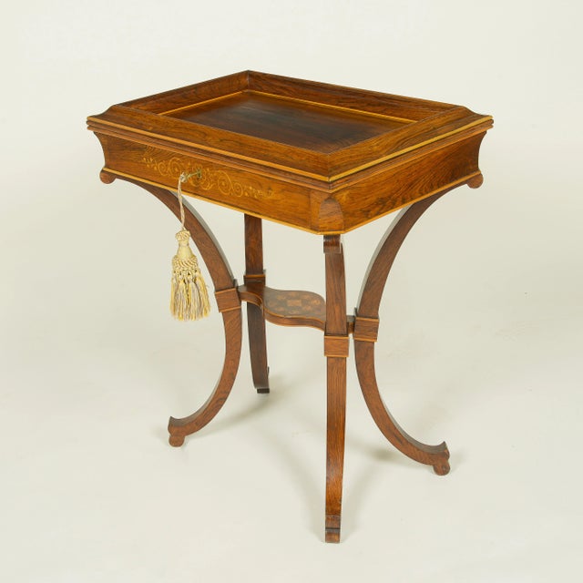 Biedermeier Inlaid Rosewood and Fruitwood Work Table For Sale - Image 11 of 11