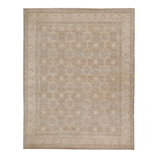 2010s Rug & Kilim’s Oushak Style Oversized Rug in Taupe With Floral Patterns For Sale