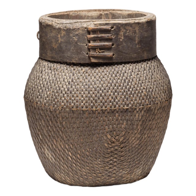 Chinese Woven River Basket, C. 1800 For Sale