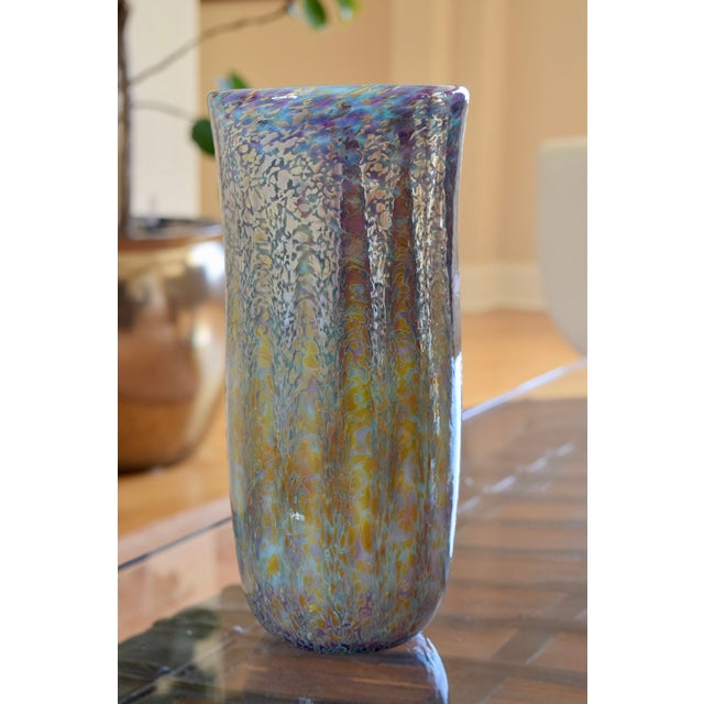 1980s Joel Bloomberg Iridescent Art Glass Vase For Sale In San Diego - Image 6 of 7
