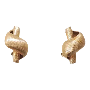 Vintage 1950s Signed Napier Modernist Textured Spiral Clip Earrings - 2 Pieces