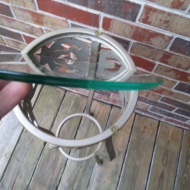 Vintage Victorian Cast Metal Outdoor Plant Stand With Glass Top For Sale - Image 9 of 13