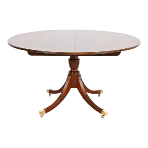 Baker Furniture Historic Charleston Georgian Banded Mahogany Pedestal Dining Table, Newly Refinished