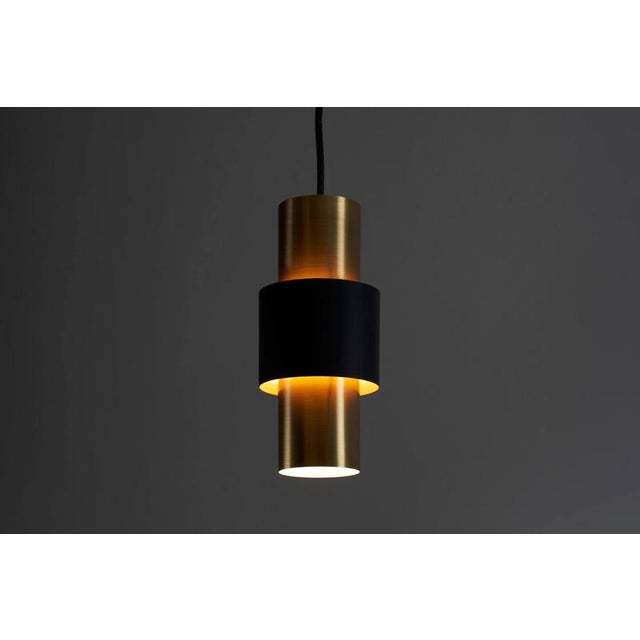 Brass and Black Etna Cylinder Pendant Light by Jo Hammerborg for Fog & Mørup, 1963 For Sale - Image 3 of 8