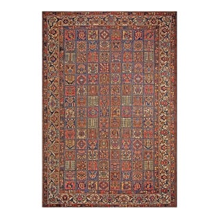 Masterful Multi Color Ground With Gardens Details in a Geometric Design Antique Persian Bakhtiari Rug For Sale