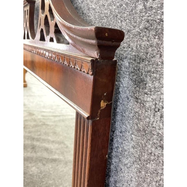 Antique Mahogany Georgian Revival Wall Mirror, Carved Plume Crest, 28x42 For Sale - Image 6 of 7