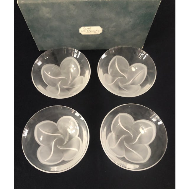 1990s 1990s Florence by Cristal D’ Arques Frosted Dessert Bowls- Set of 4 For Sale - Image 5 of 10